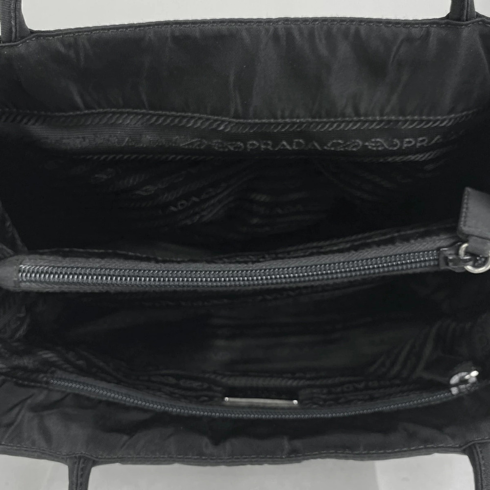 Prada Logo Plate Handbag Tote Bag Nero Black - Picture 6 of 6